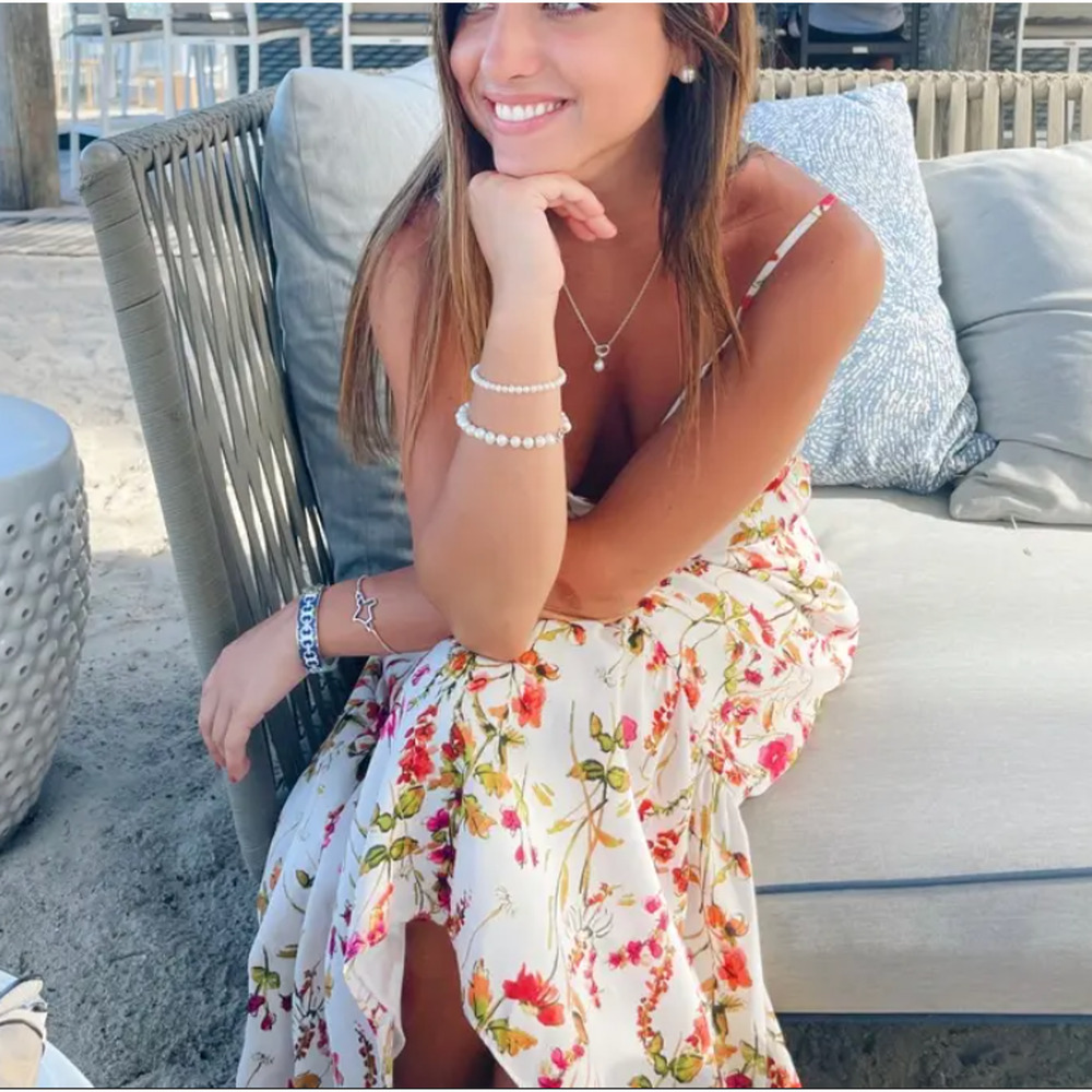 Great Jones White Floral Midi Slip Dress XXL Vacation Cottage Party Satin $300 - Picture 1 of 10